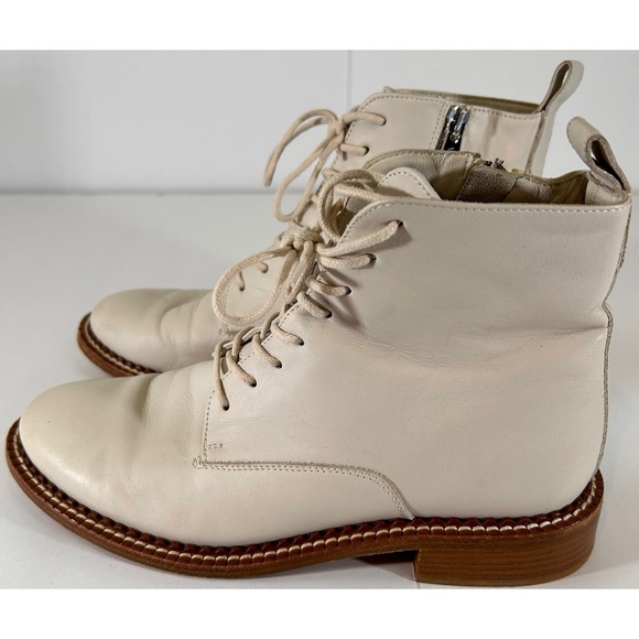 Vince Women’s Cabria Leather Combat Lace-up Boot In Off White, size 7.5 - Picture 10 of 12
